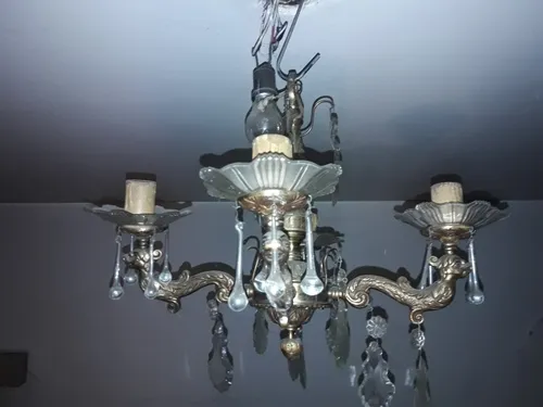 comprar Araña Antigua De Bronce Macizo 4 Luces