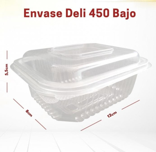 Contenedor Plastico Transparente Cierre Plus 450cc Bajo