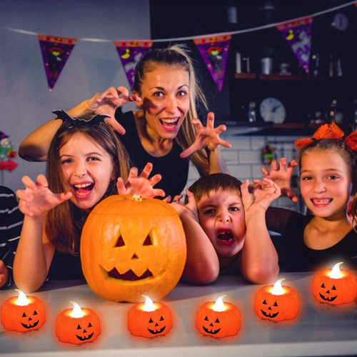 24 Piezas Luz De Calabaza Halloween Velas Sin Llama Calabaza