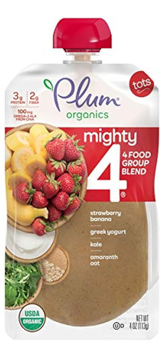 Plum Organics Mighty 4 Organic Toddler Food Fresa Banana Kal