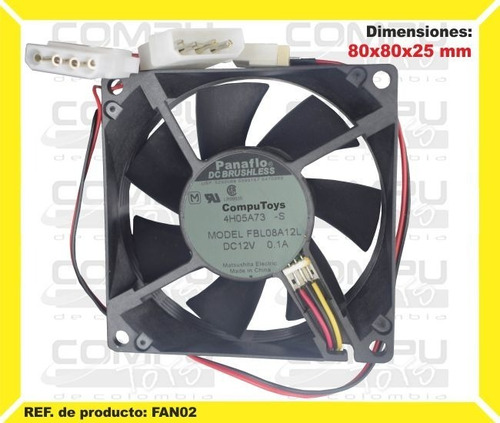 Ventilador 12v 8x8 Cm Balineras Atx Ref Fan02 Computoys Sas 