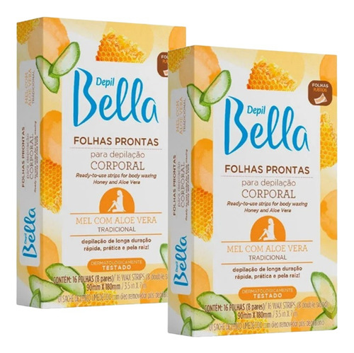 32 Folhas Prontas Depilação Corporal Depil Bella Mel 2cx