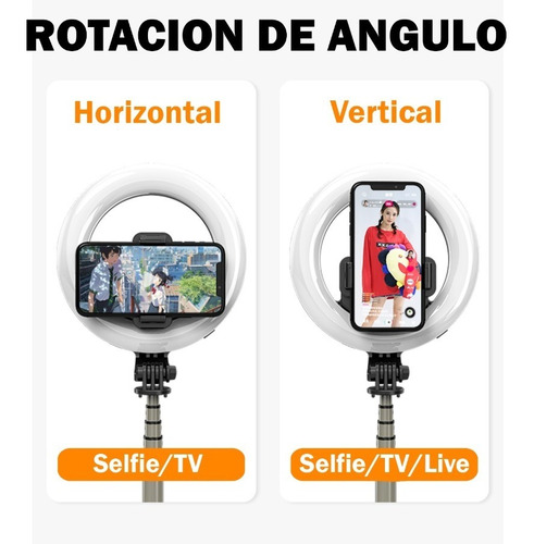 Imagen 6 de 10 de Palo Selfie Bluetooth Stick Celular Aro Luz Tripode 70 Cm
