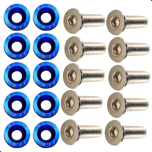 Parafuso Arruela Anodizadas Anilhas Fender Washers Motor Billet Fixadores De Placa 10 Unidade M6 X 20mm Tuning Carro Motos Aluminio Universal