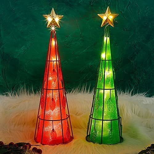 Juego 2 Pack Lighted Christmas Table Decoración Con F4pj X