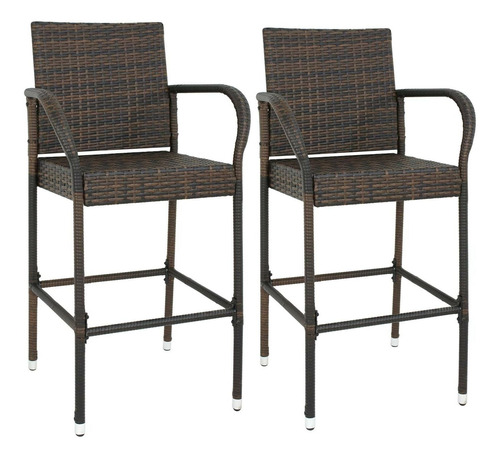 Wicker Bar Stool Rattan Chair Patio Furniture Chair Outd Slf