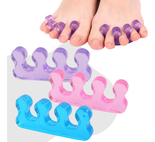 3 Par Separador Dedos Silicona Corrector Juanetes Pedicura F Color Azul/Rosa/Morado