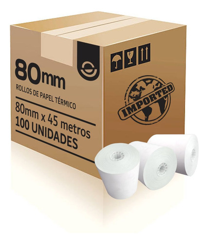 100 Rollos Papel Térmico 80mm Comandera Fiscal 45mts 80x45