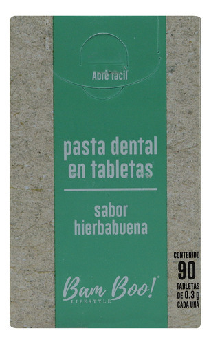 Pasta Dental Sólida Hierbabuen 90 Tabletas Bam Boo
