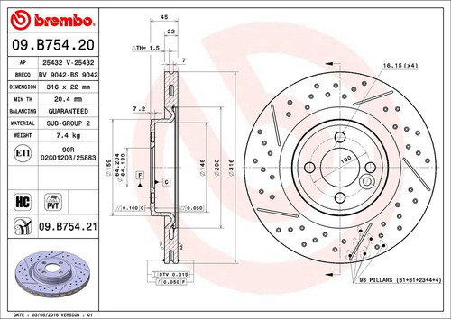 Disco Brembo Mini Clubman R55 Johncooper Works 08-13 Del Pza