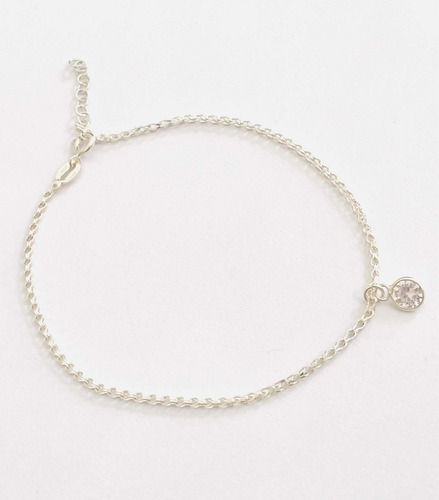 Imagen 6 de 8 de Tobillera 23 Cm Con Dije Corazón Y Cubics De Plata 925.