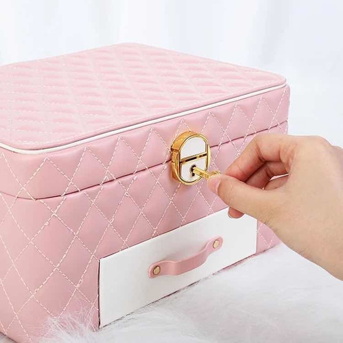 Imagen 7 de 9 de Caja Alhajero Organizador De Joyas Anillos Con Llave Y Cajon