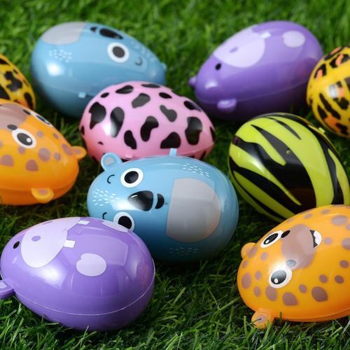 12 Huevos Plástico Animales Zoológico Pascua Para Rellenar