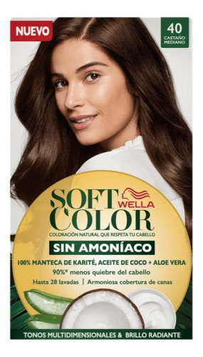 Kit Tinte Wella Professionals  Soft color Tinte de cabello tono 40 castaño medio para cabello