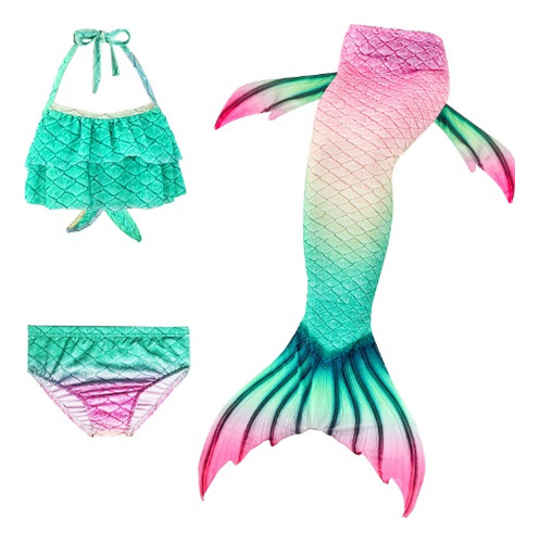 Conjunto De Cola De Sirena Con Bikini Monoaleta For Niños