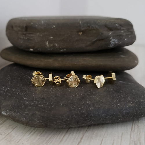 Aretes Topos Hombre / Mujer / Unisex Oro 18k Laminado + Caja