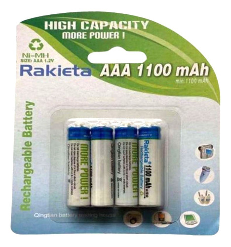 Pilas Aaa Recargables Rakieta 1100 Mah 4 Unidades 