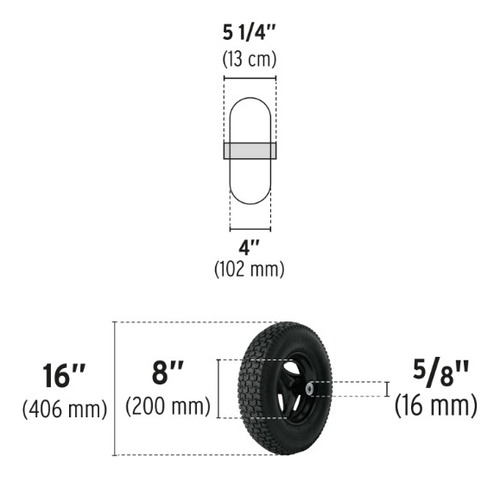 Llanta Reforzada Neumática Para Carretilla 16 X4 (1 Uni)