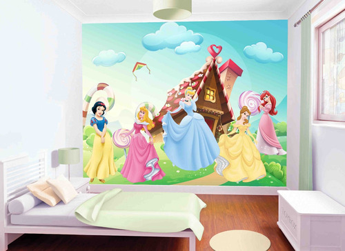 Papel De Parede Princesas Disney Casinha 10m² Ndp40