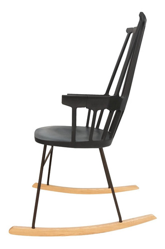Silla Mecedora Escandinava Cecile - Desillas Estructura Negro Asiento Negro