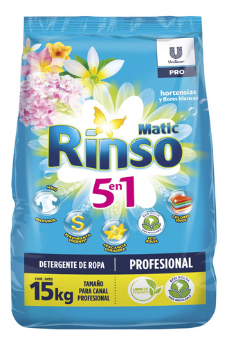Imagen 2 de 3 de Rinso Detergente En Polvo Matic Profesional 15kg