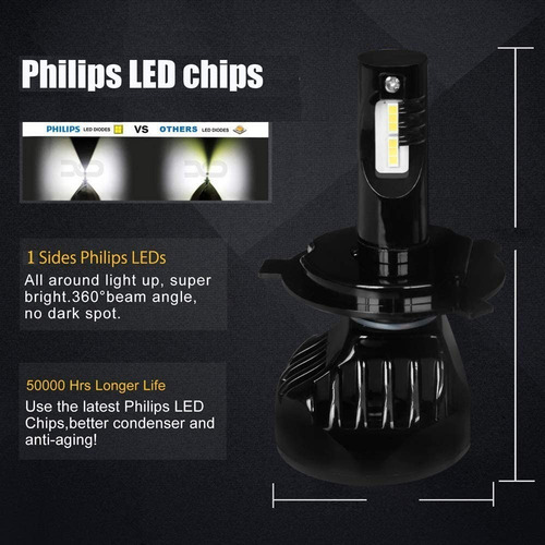 Imagen 4 de 6 de Led H4 6000k Luz Blanca