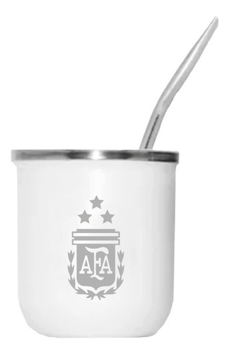 Mate Termico Acero Inoxidable Afa 3 Estrellas Messi Color Blanco