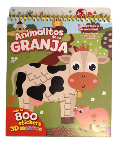 Animalitos De La Granja - 800 Stickers 3d Mosaico, De Vv Aa. Editorial School Fun En Español