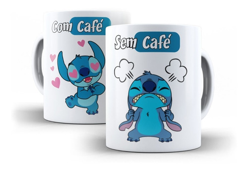 Caneca De Cerâmica Stitch - Com Café Sem Café