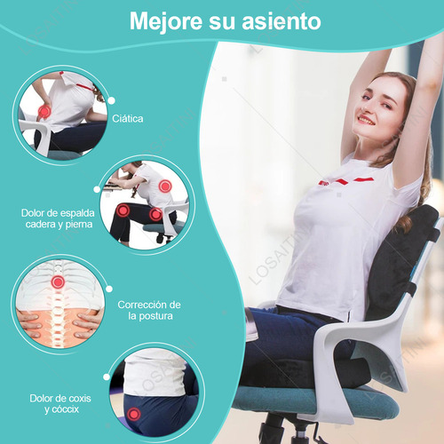 Losaitini Cojín De Asiento Y Almohada De Apoyo Lumbar Extraíble Diseño En Forma De U De Espuma Viscoelástica Dimensiones Del Cojín Del Asiento 6x35x46 Cm Dimensiones De La Almohada Lumbar10 X31x32 Cm