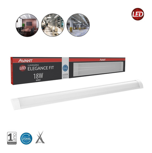 Luminaria Led Sobrepor Slim Linear Branco Frio 18w 50cm