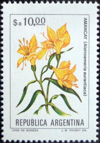 Argentina Flores, Sello Gj 2110 $a 10 Fósforo 83 Mint L9805