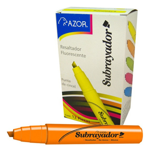 Marcatextos Azor Subrayador 2450na Naranja Cincel 6mm 12pzas