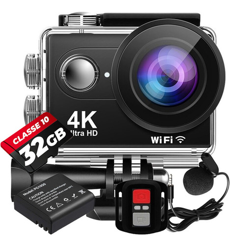 Kit Câmera Sport 4k H9r S Wifi + Microfone + 32gb + Bateria