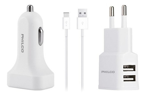 Cargador 3 En 1 Philco Con Cable Tipo C / Tecnocenter