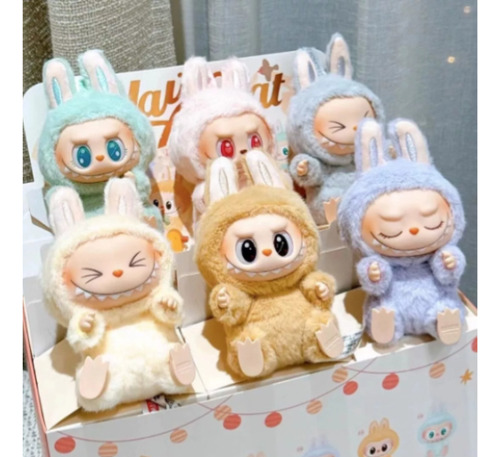 Muñeco Labubu Exciting Macaron The Monsters Peluche Llavero Blanco