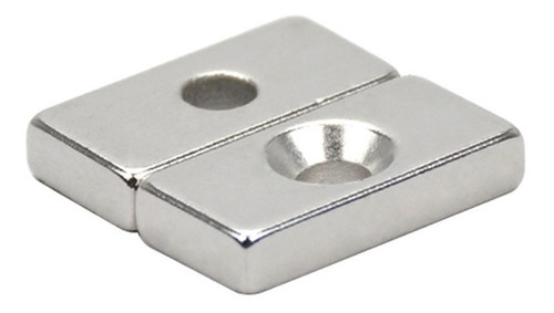 30pcs. Imã De Neodimio Retangular 20x10x4mm Com Furo - N35