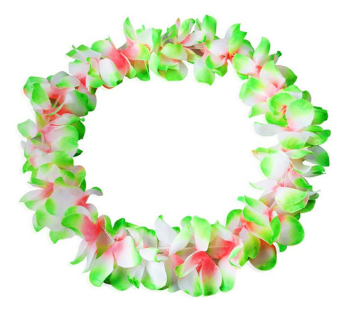 Set De Lizos De Flores Hawaianas Verdes Con Seda Rizada Mejo