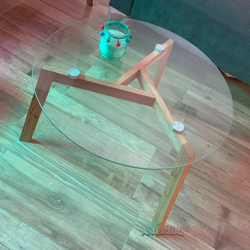 Imagen 5 de 9 de Mesa Ratona Grande Xl 65cm Nórdica Escandinava Madera Vidrio