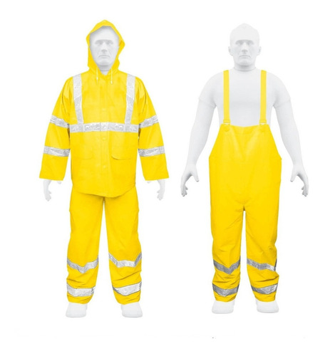 Conjunto Impermeable Doble Capa Amarillo Con Reflejante, Xg