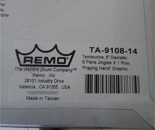 Imagen 5 de 6 de Pandero Remo Tambourin 8 Manos Aplaudiendo Ta-9108-14 Simple