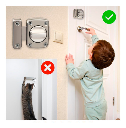 Pasador De Seguridad Postizo Metálico Niquelado Para Aberturas | Uso En Puertas Y Ventanas | Inomax Im8029
