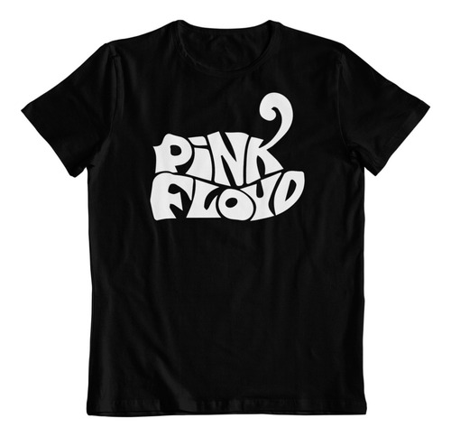 Polera Negra Algodon Estampado Dtf Logo Banda Pink Floyd Art