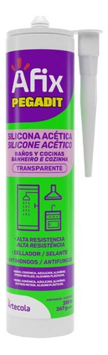 Silicona Baño Y Cocina Transparente Acética Y Fungicida  6 U