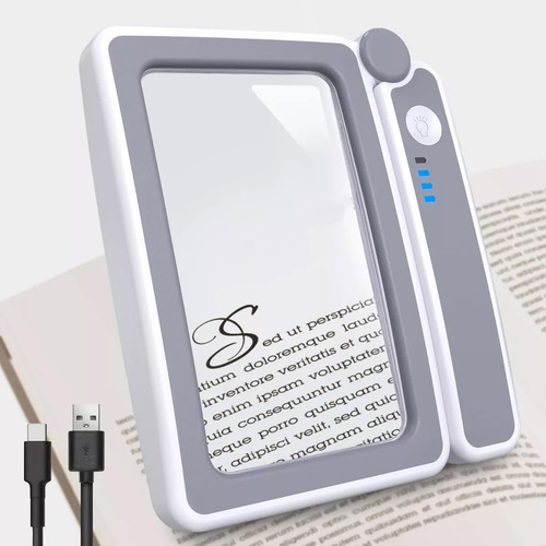 Lupa Recargable De 4x Para Lectura,con 10 Luces Led