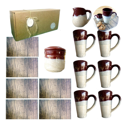 Set Desayuno Taza Artesanal Cerámica Regalo Kit Box Kvjc187