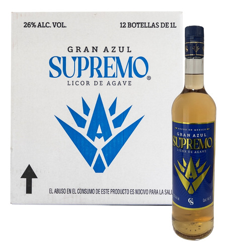Caja Licor De Agave Gran Azul Supremo Oro 1000 Ml