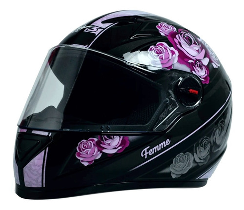 Capacete Fw3 Gt Femme Preto Com Rosa Motoqueiro 