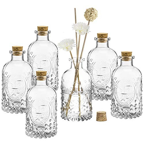 Botellas De Vidrio Transparente Diseño Vintage De Flor...