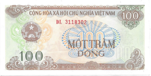 Billete Vietnam 100 Dong Año 1991 Sin Circular